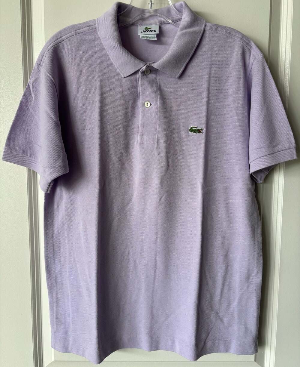 Lacoste Men's Lavender Polo with Green Croc Logo
